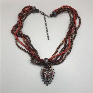 Vintage 90's y2k multi layer boho free spirit heart pendant necklace layered.